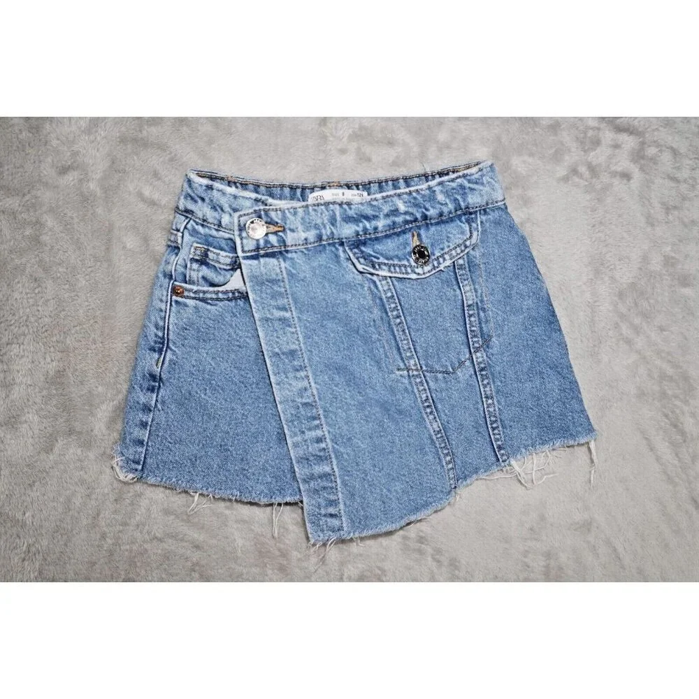 ZARA Kids Girls Denim Skort Skirt Waist size 8